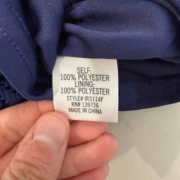 Francesca's Lace Romper Short Jumpsuit Women's XS V-Neck Lined Blue Lace Zip Up - Picture 7 of 7